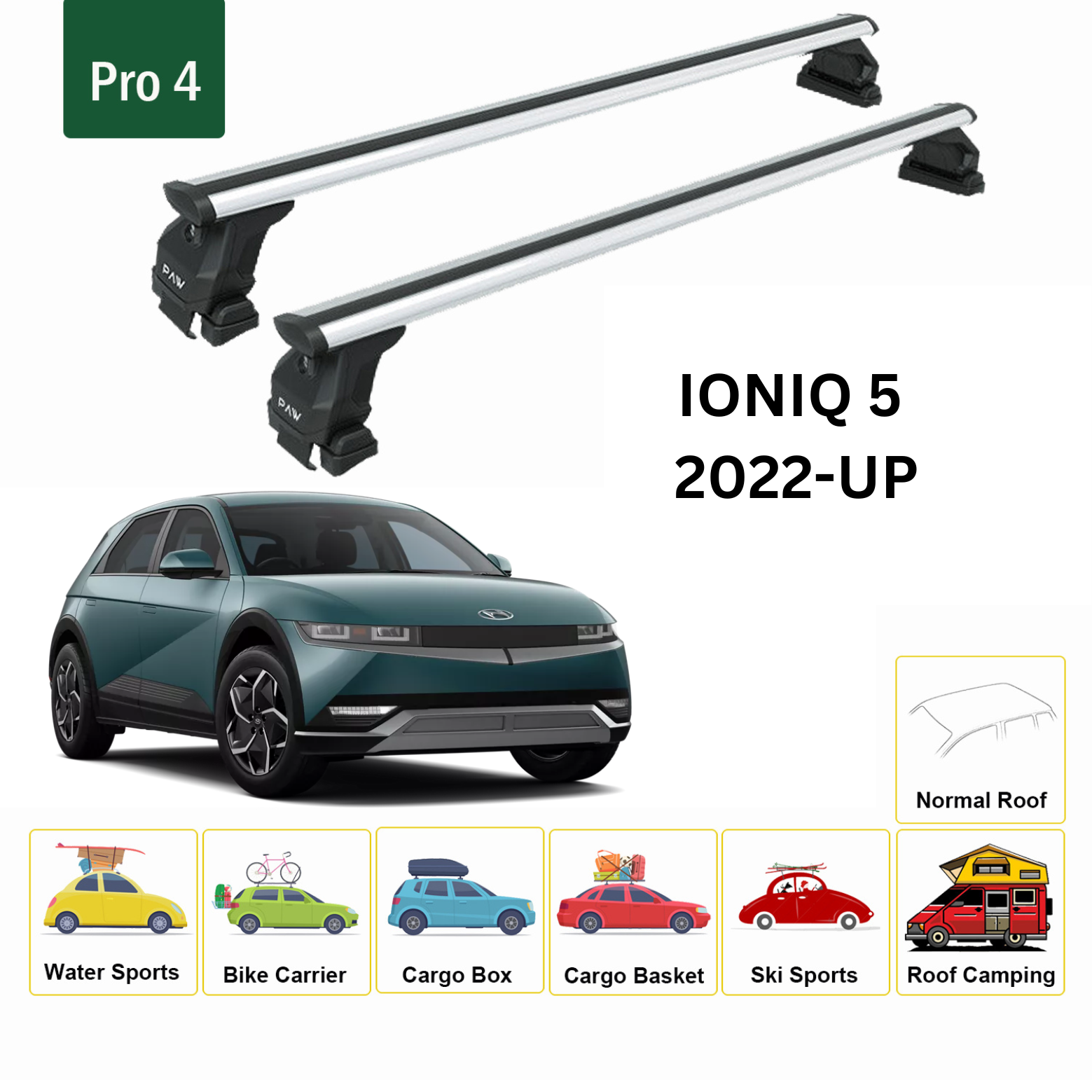 For Hyundai ioniq 5 2022-Up Roof Rack Cross Bars Normal Roof Alu Silver For Hyundai ioniq 5 2022-Up Roof Rack Cross Bars Normal Roof Alu Silver